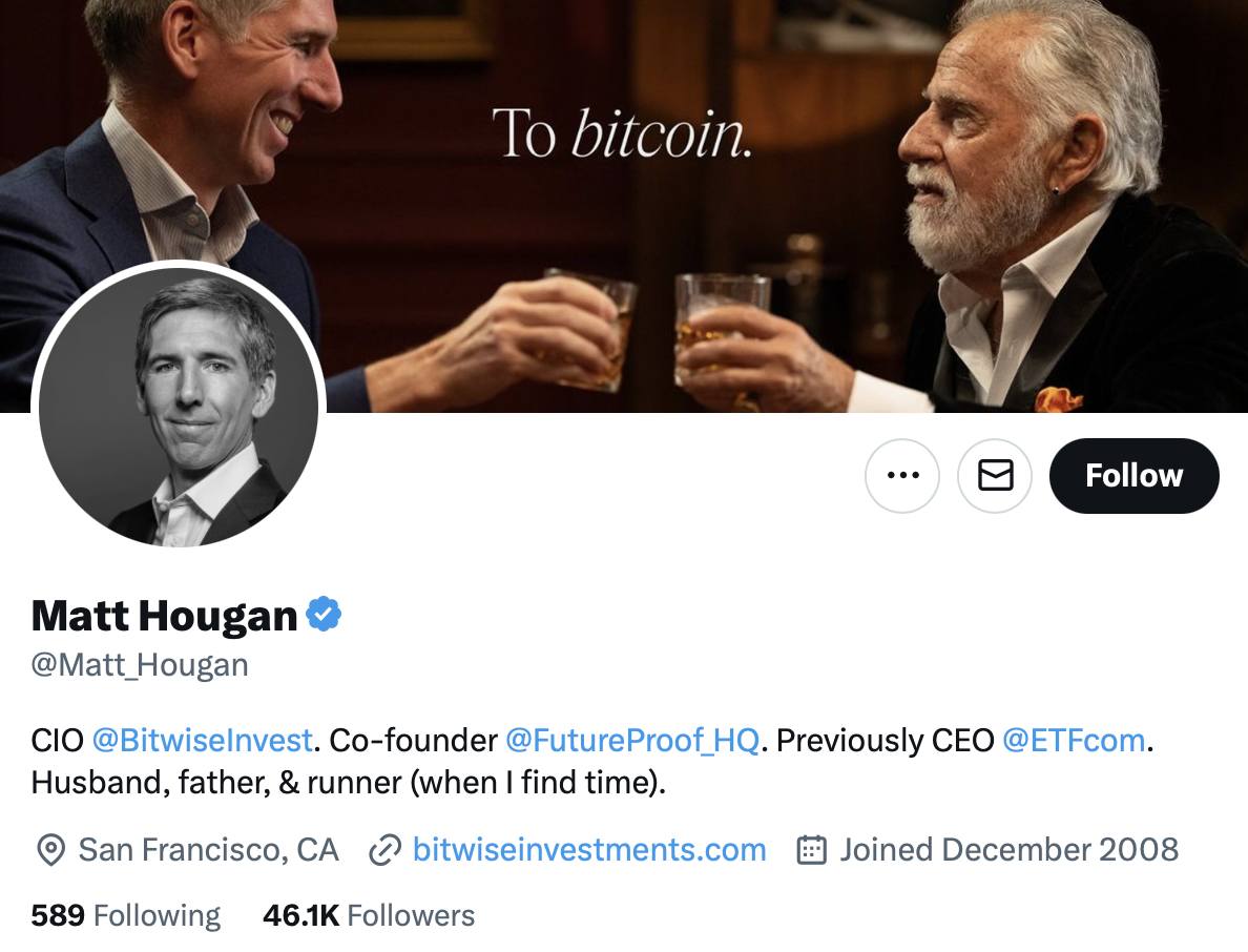 example of crypto twitter profile Matt Hougan